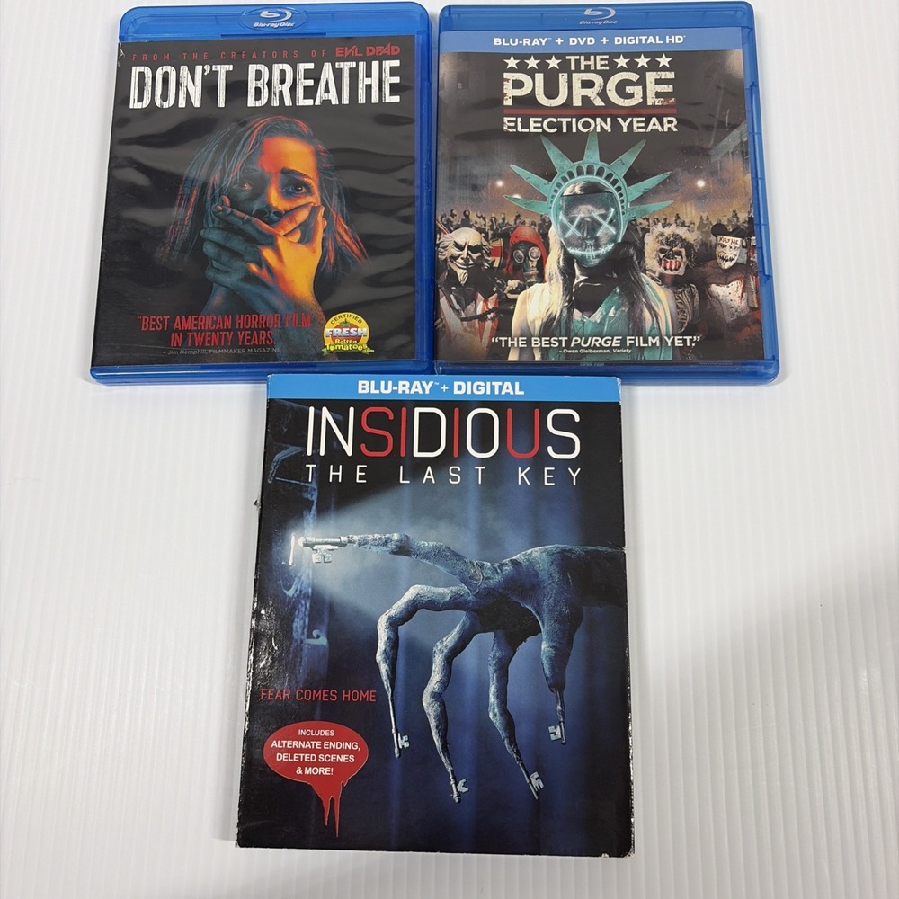 Horror Blu Ray Lot DVD Bundle Don't Breathe Insidious Last Key Purge Election